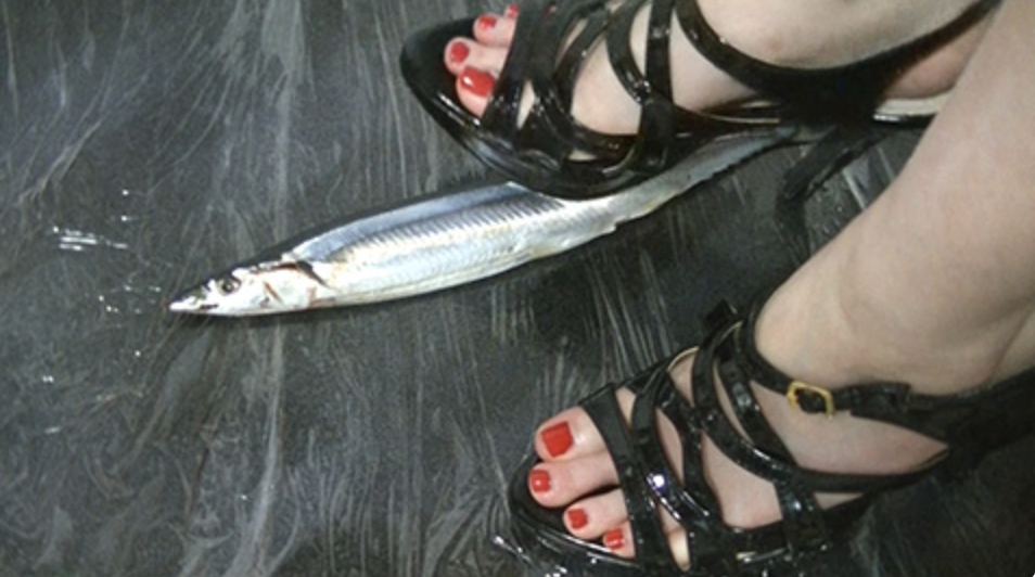 サンダル&生足での魚クラッシュ